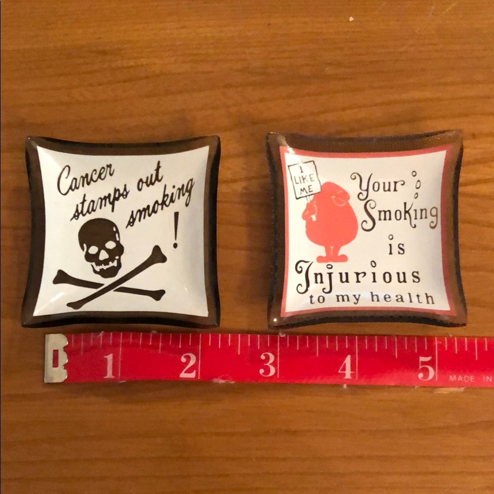 Vintage Anti-Smoking Glass Ashtrays